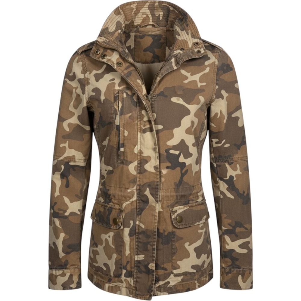 Love Tree Camo Utility Jacket Medium Women's Cotton Military Cargo Cinch Waist